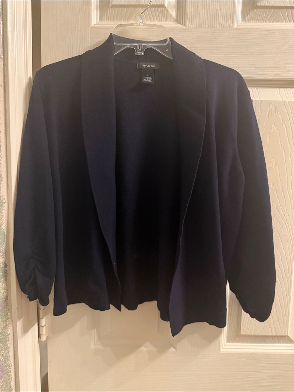 Verve Ami Navy Open-Front Shawl Collar Cardigan